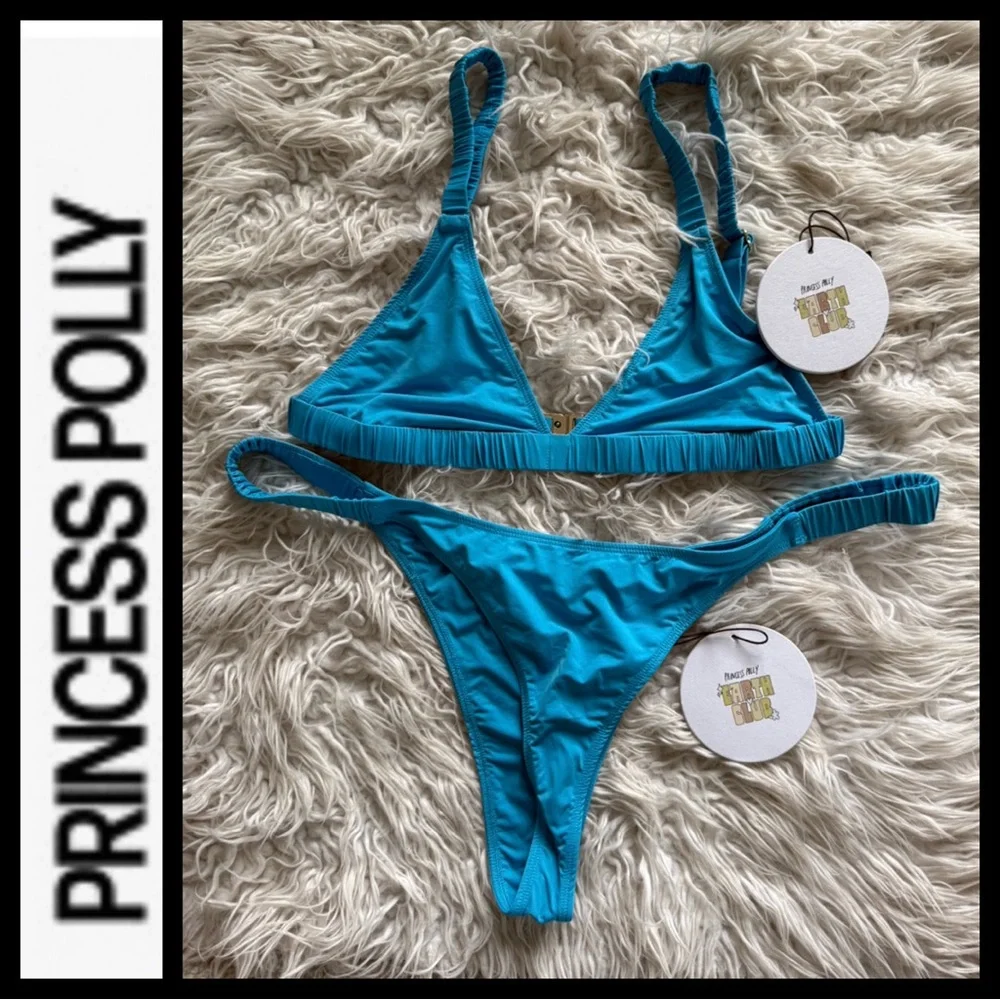 NWT Princess Polly Josie Blue Curve Bikini Set